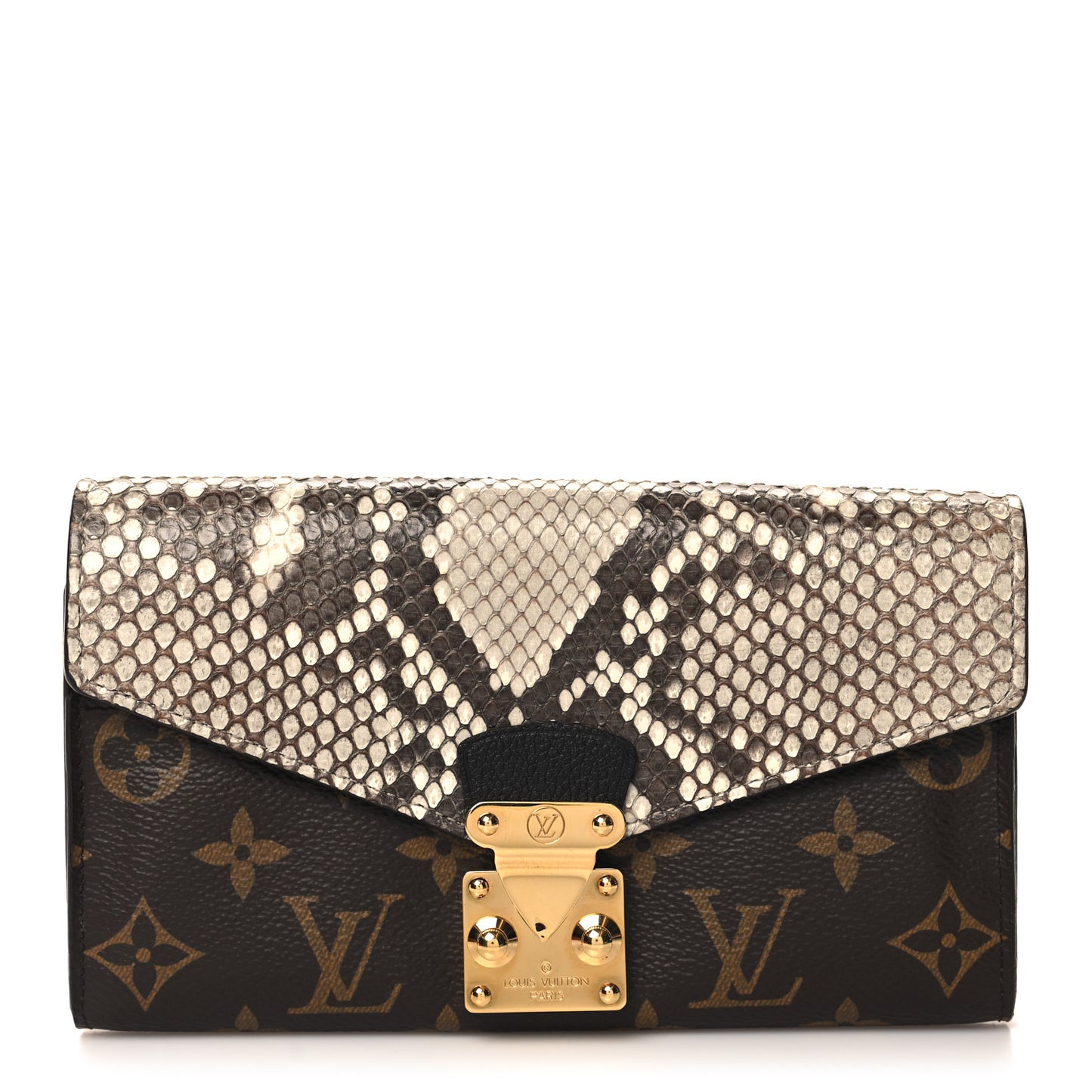 Snakeskin Monogram Pallas Wallet Black