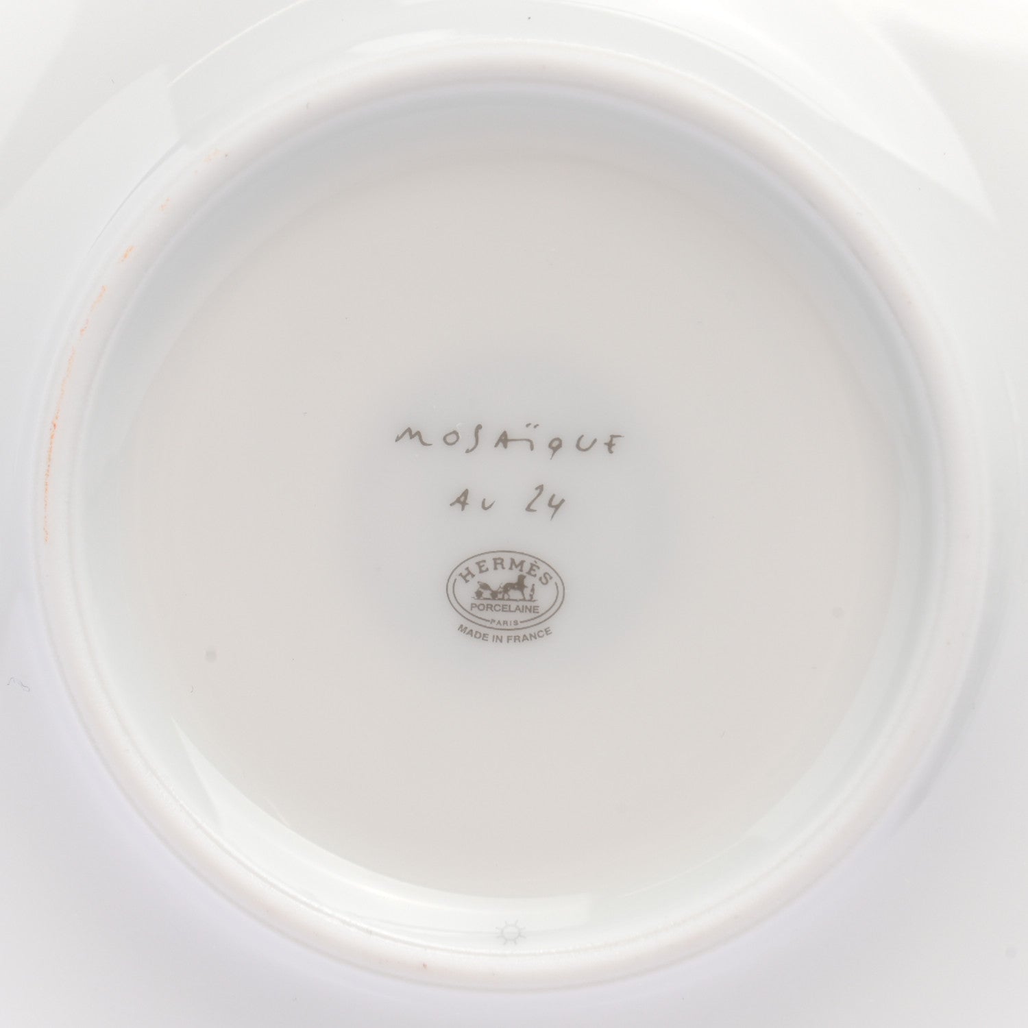 Hermes Porcelain Mosaique Au 24 Platine Tea Cup And Saucer Set Of 2 Platinum 6 of 9