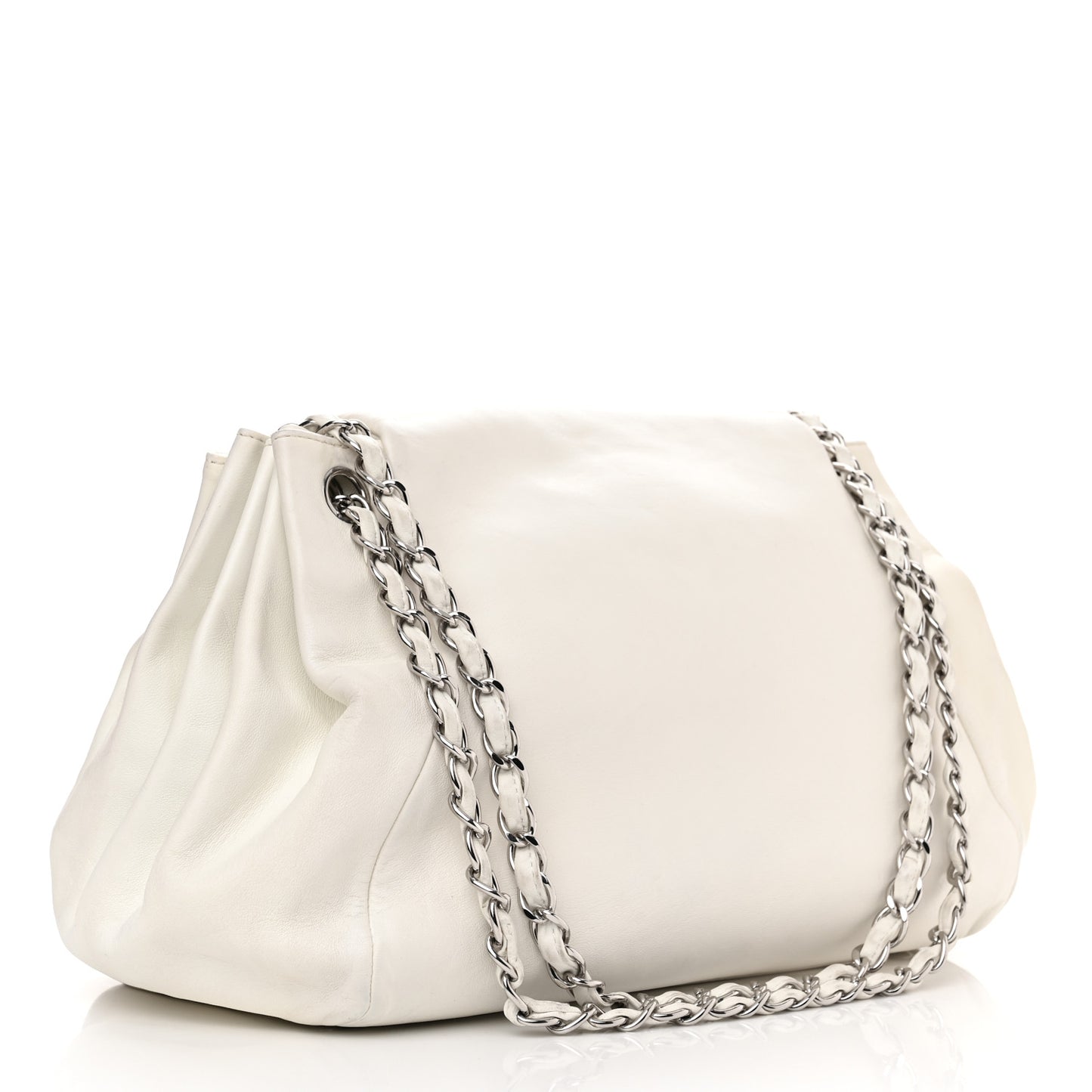 Lambskin Sensual Accordion Flap White