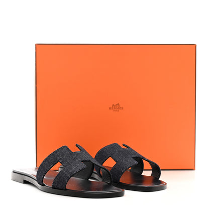 Hermes Denim Canvas Oran Sandals 37 Bleu Brut 9 of 9