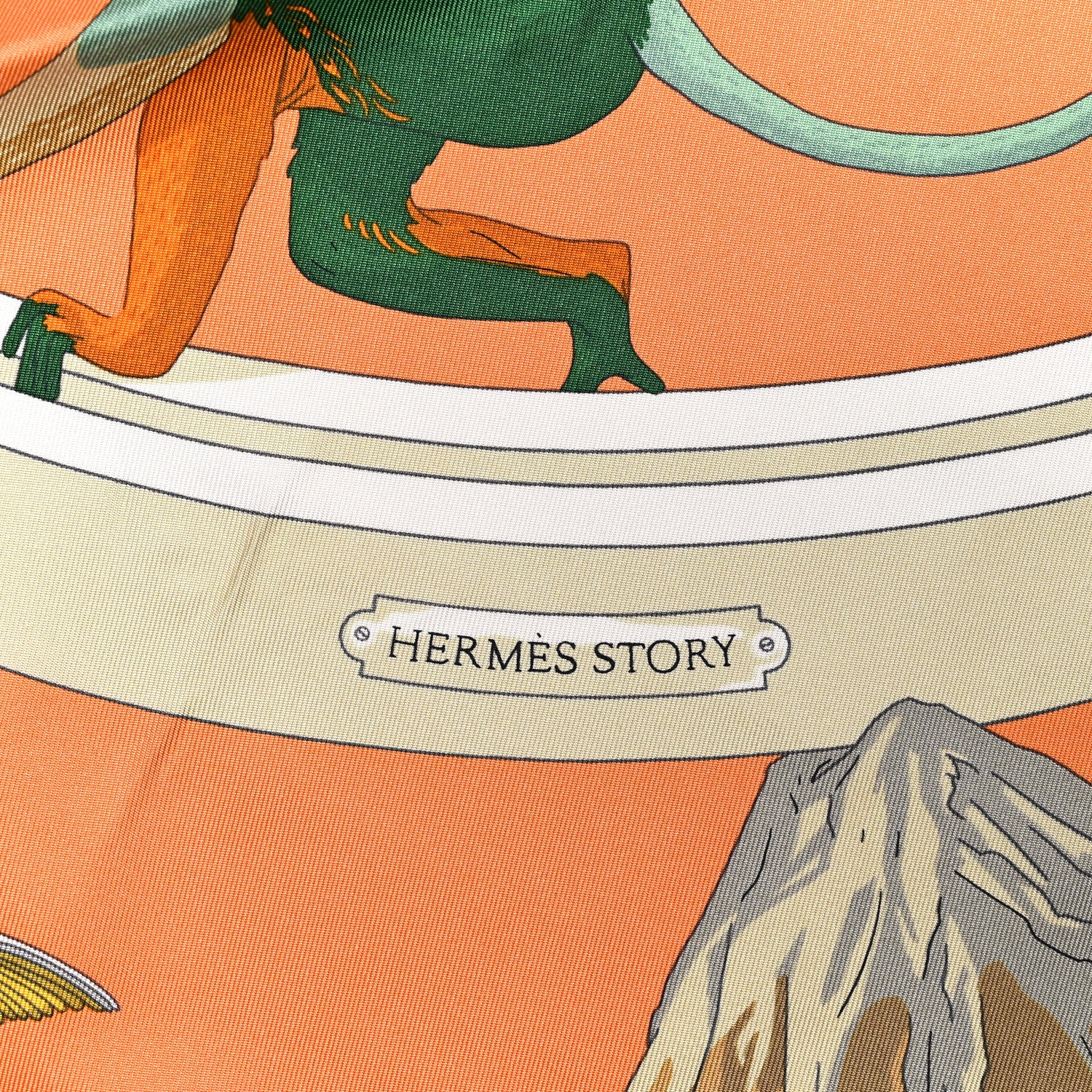 Hermes Silk Story 90 Scarf Abricot Beige Vert 2 of 4