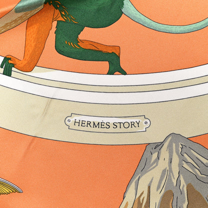 Hermes Silk Story 90 Scarf Abricot Beige Vert 2 of 4