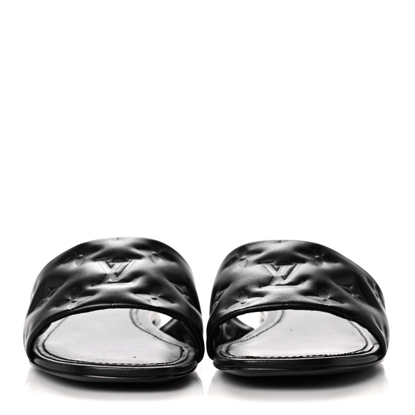 Lambskin Embossed Monogram Revival Flat Mules 37 Black