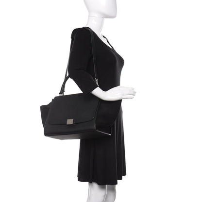 Celine Drummed Calfskin Suede Medium Trapeze Black 2 of 10