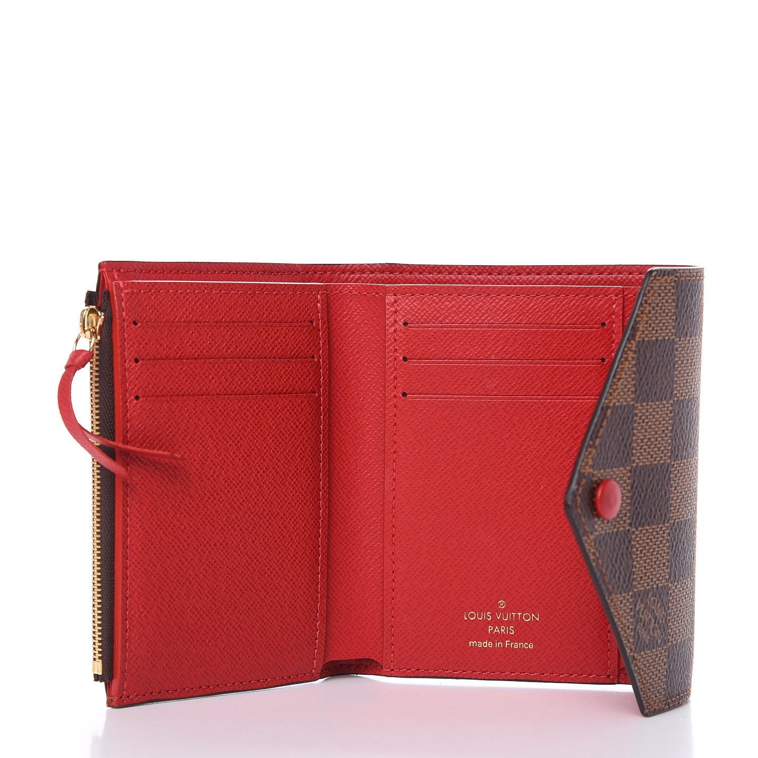 Louis Vuitton Damier Ebene Victorine Wallet Red 5 of 7