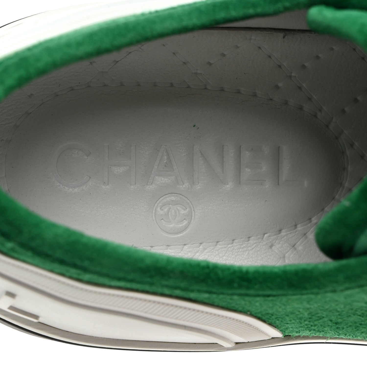 Chanel Suede Calfskin Lace Up Cap Toe Sneakers 39 Green 6 of 9