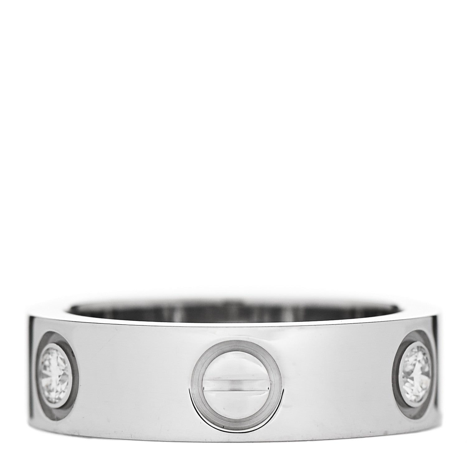 Cartier 18K White Gold 3 Diamond 5.5mm LOVE Ring 50 5.25 3 of 5