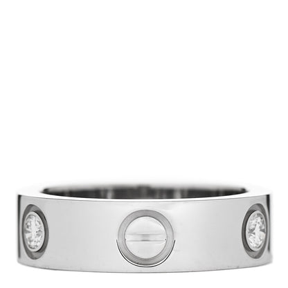 Cartier 18K White Gold 3 Diamond 5.5mm LOVE Ring 50 5.25 3 of 5