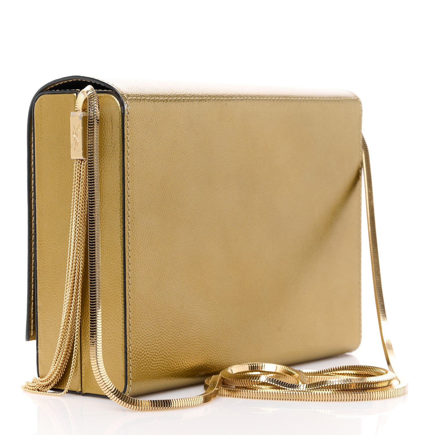 Saint Laurent Grain De Poudre Monogram Small Kate Slide Chain Crossbody Box Bag Gold 3 of 12