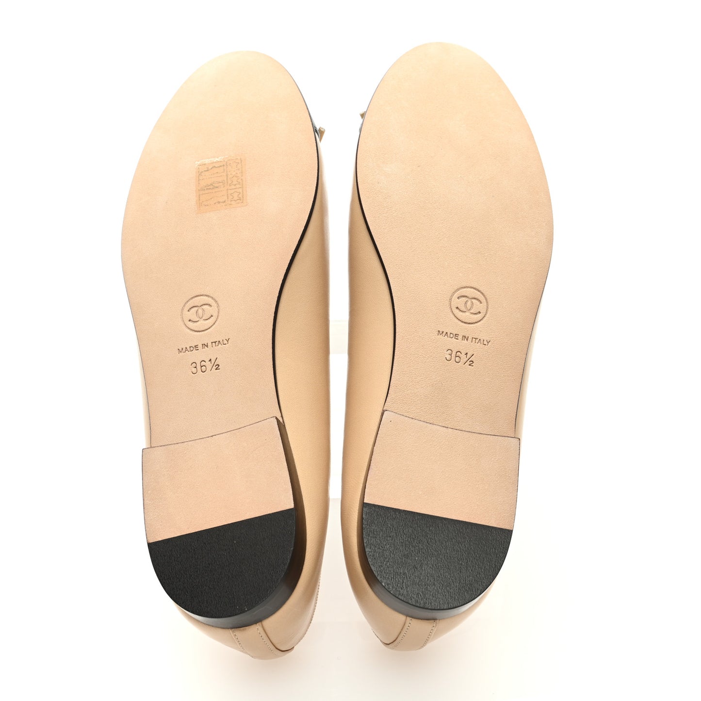 Lambskin Cap Toe CC Ballerina Flats 36.5 Beige Black