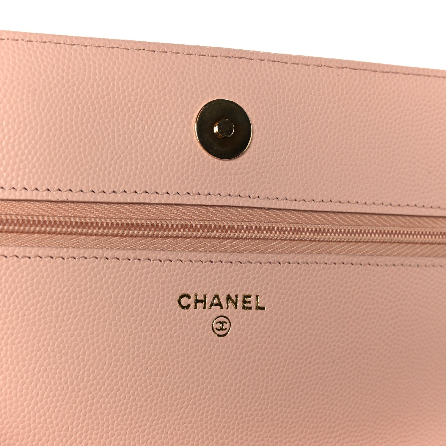 Chanel Grained Calfskin Quilted Strass CC Wallet On Chain WOC Light Pink 6 of 12
