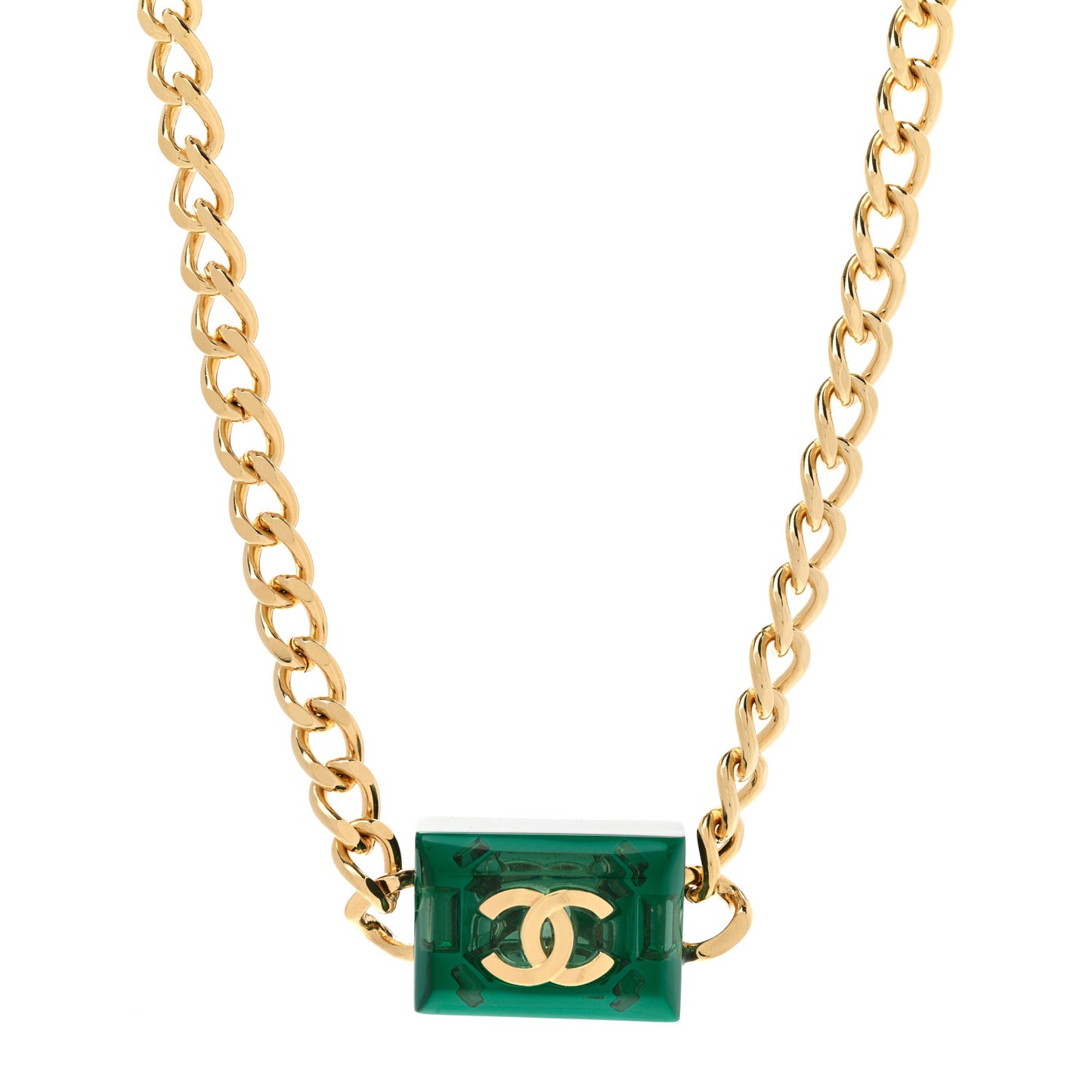 Metal Resin CC Square Choker Gold Green