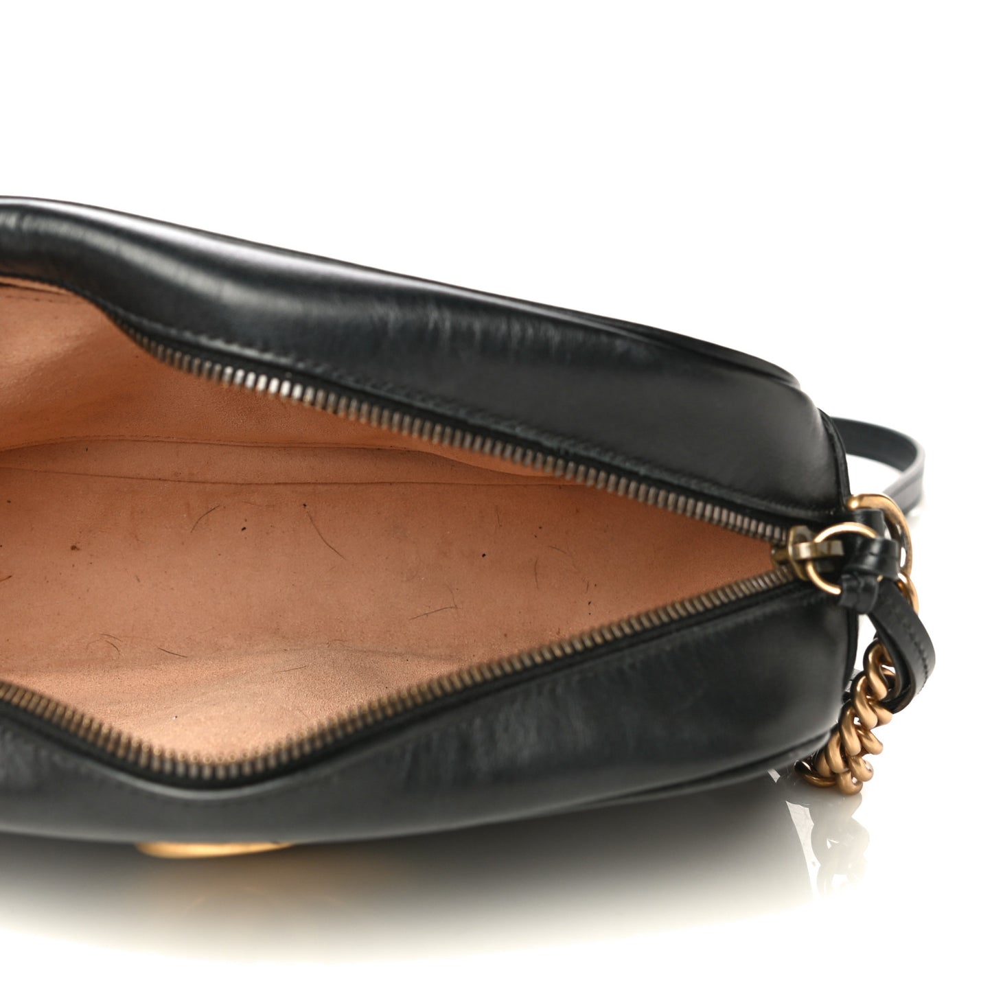 Calfskin Matelasse Small GG Marmont Chain Shoulder Bag Black
