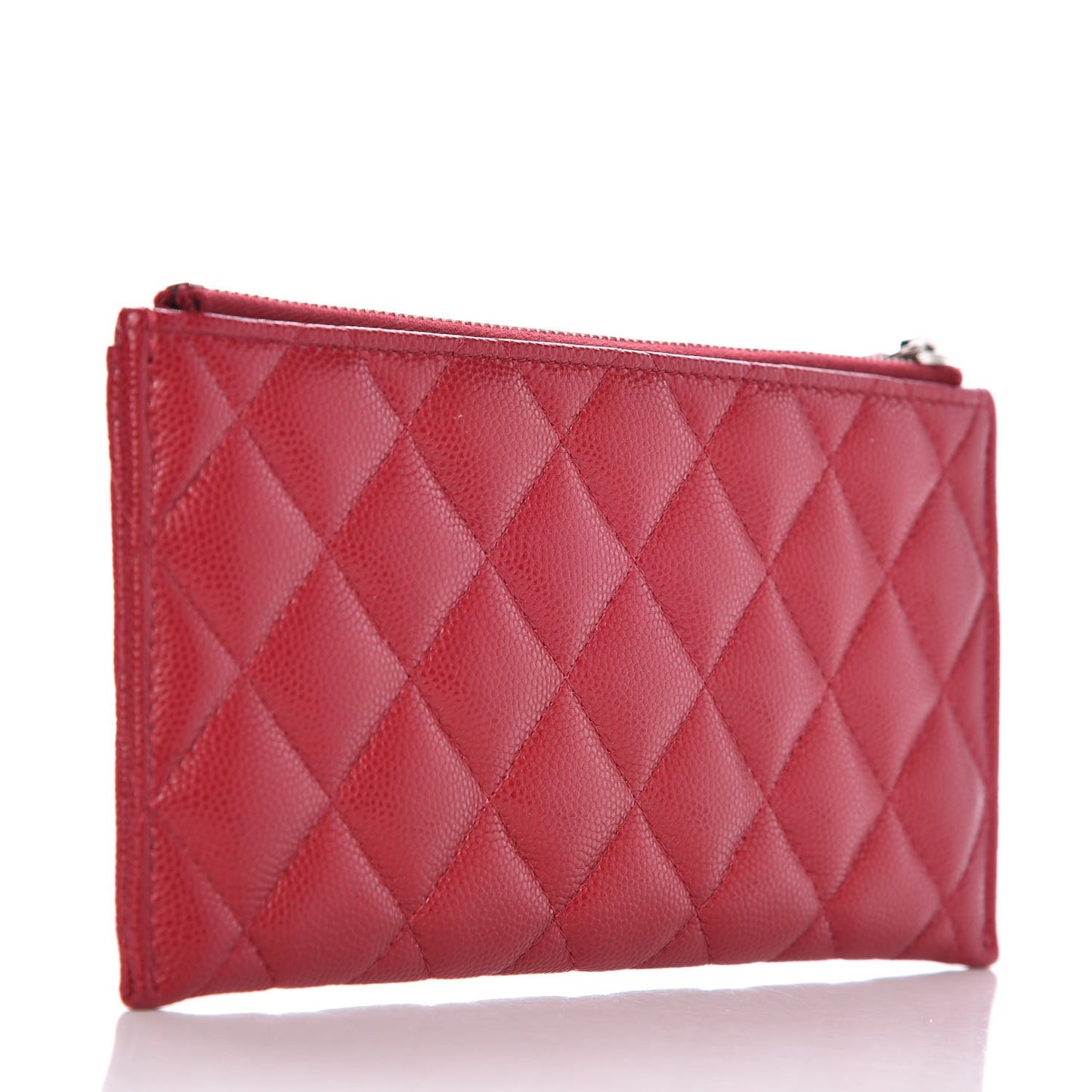 Iridescent Caviar Quilted Classic Zip Pouch Pink