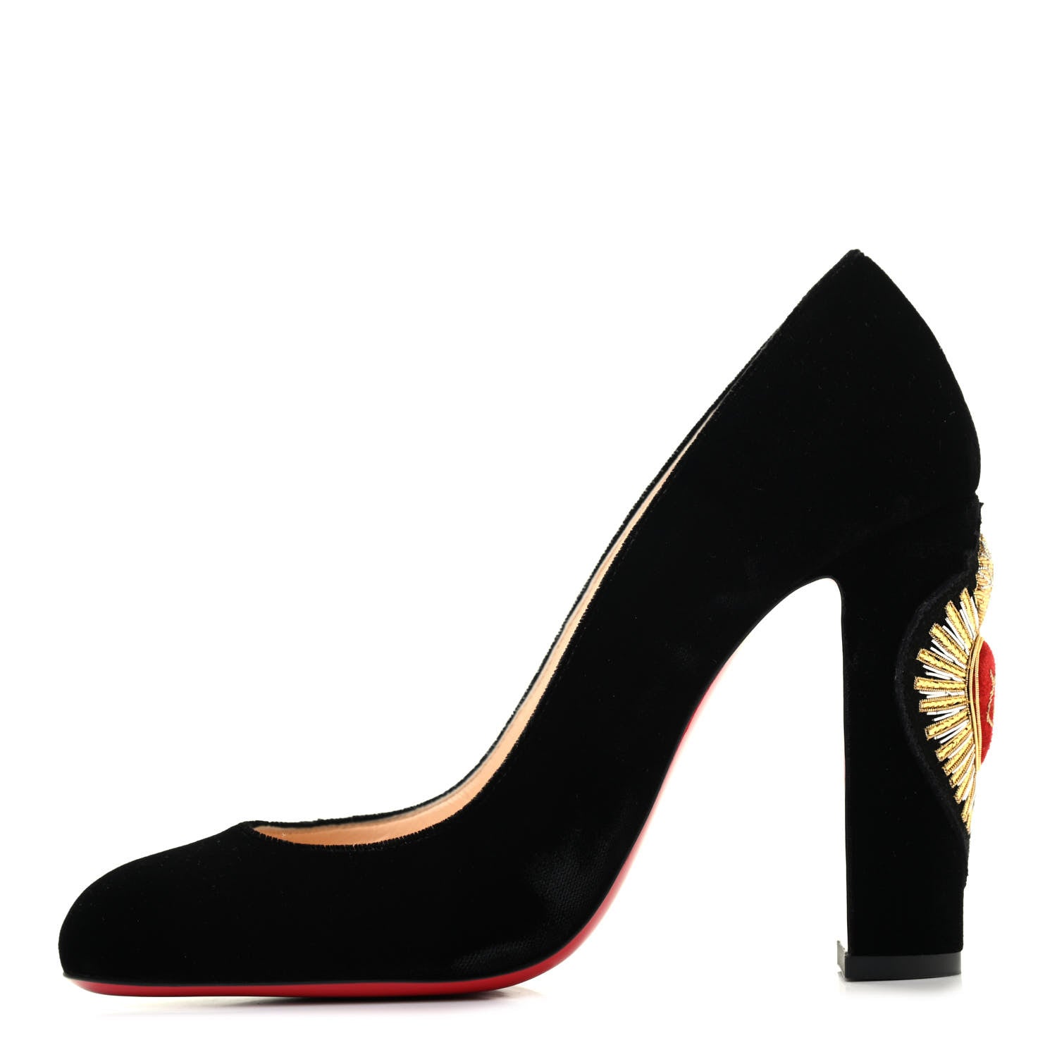 Christian Louboutin Velvet Cadrilla Corazon 100 Pumps 38.5 Black 1 of 7