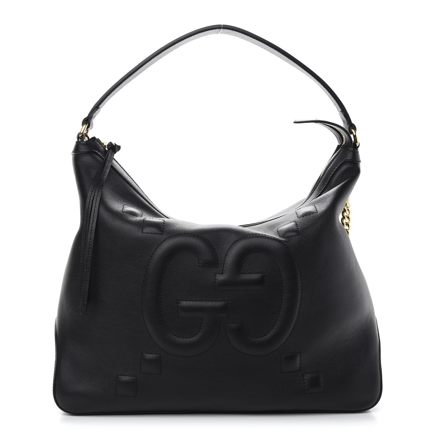 Gucci Apollo Calfskin GG Dadini Embroidered Large Hobo Black 1 of 9