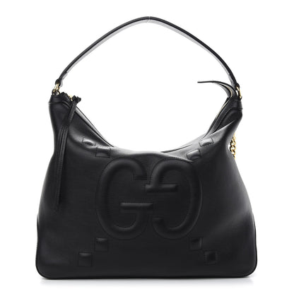 Gucci Apollo Calfskin GG Dadini Embroidered Large Hobo Black 1 of 9