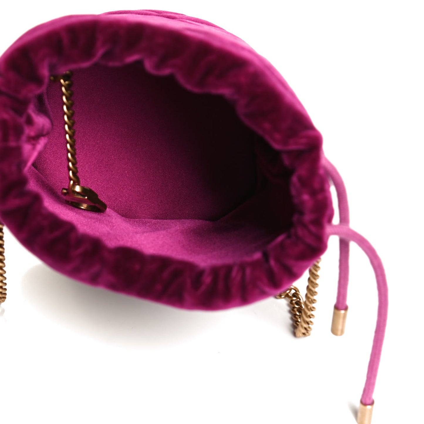 Velvet Matelasse Mini GG Marmont 2.0 Bucket Bag Fuchsia Violet Cyclamen