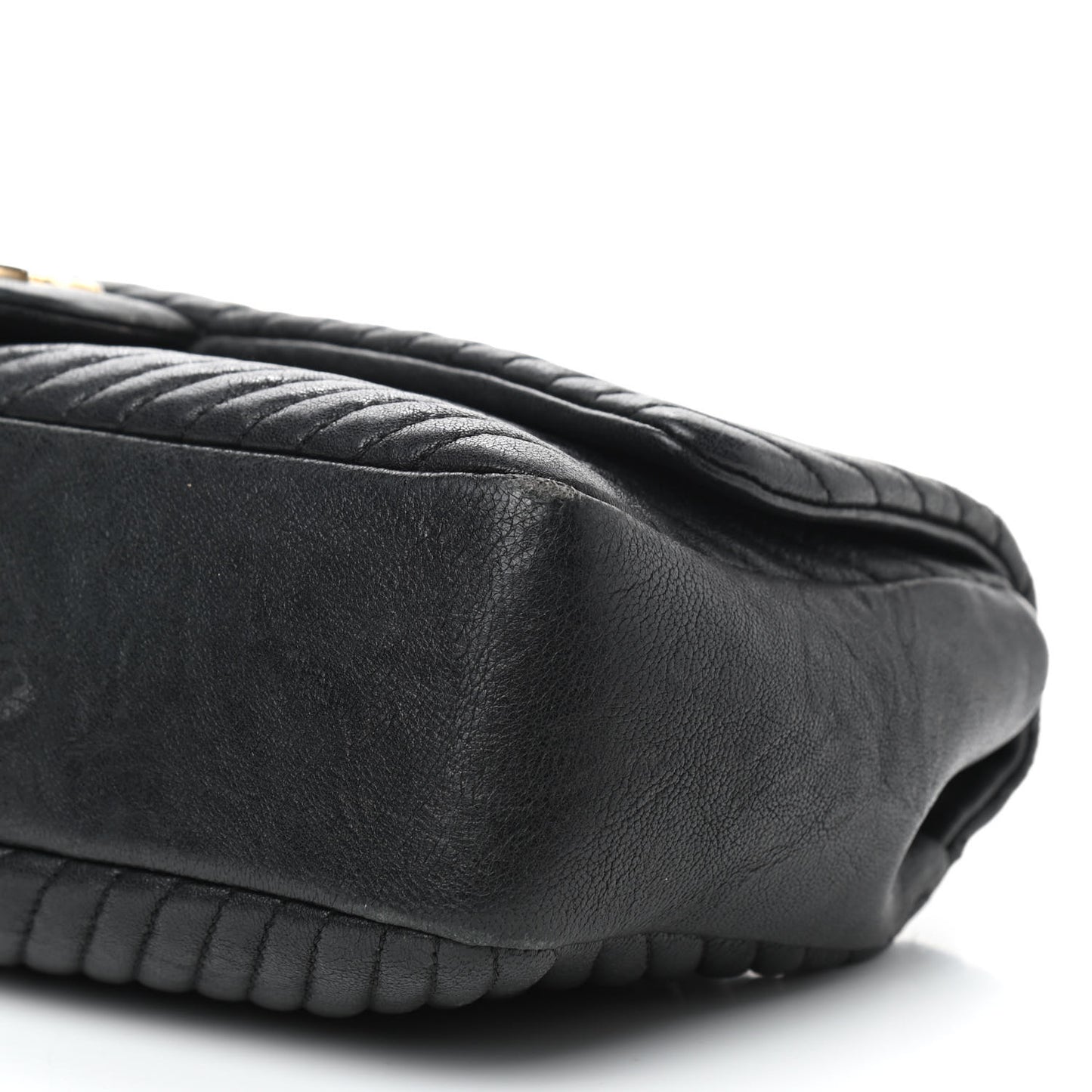 Calfskin Surpique Chevron Small Flap Black