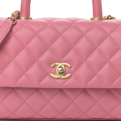 Chanel Caviar Lizard Embossed Quilted Mini Coco Handle Flap Pink 8 of 11