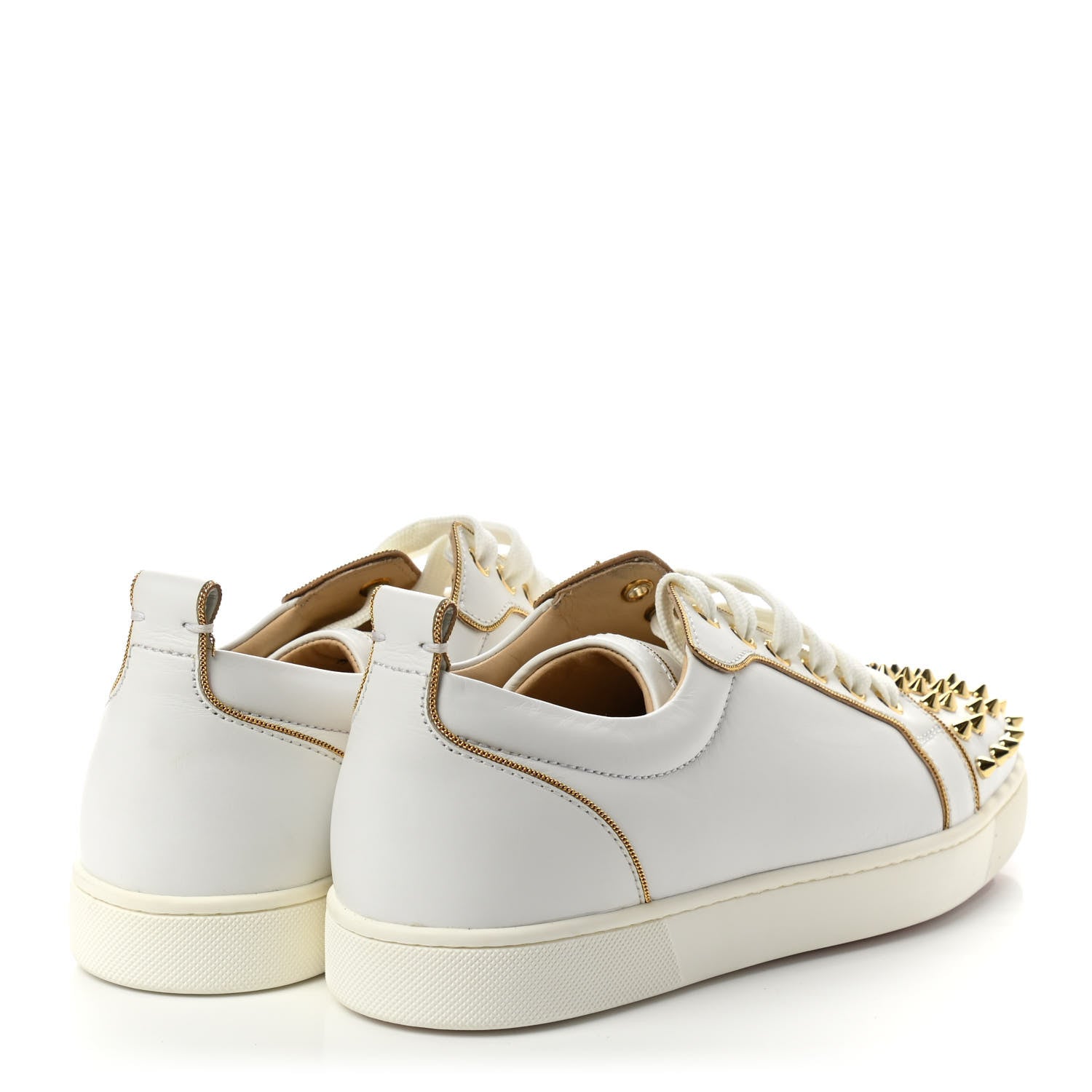 Christian Louboutin Nappa Spikes Womens Vieira Flat Sneakers 39.5 White Gold 4 of 7