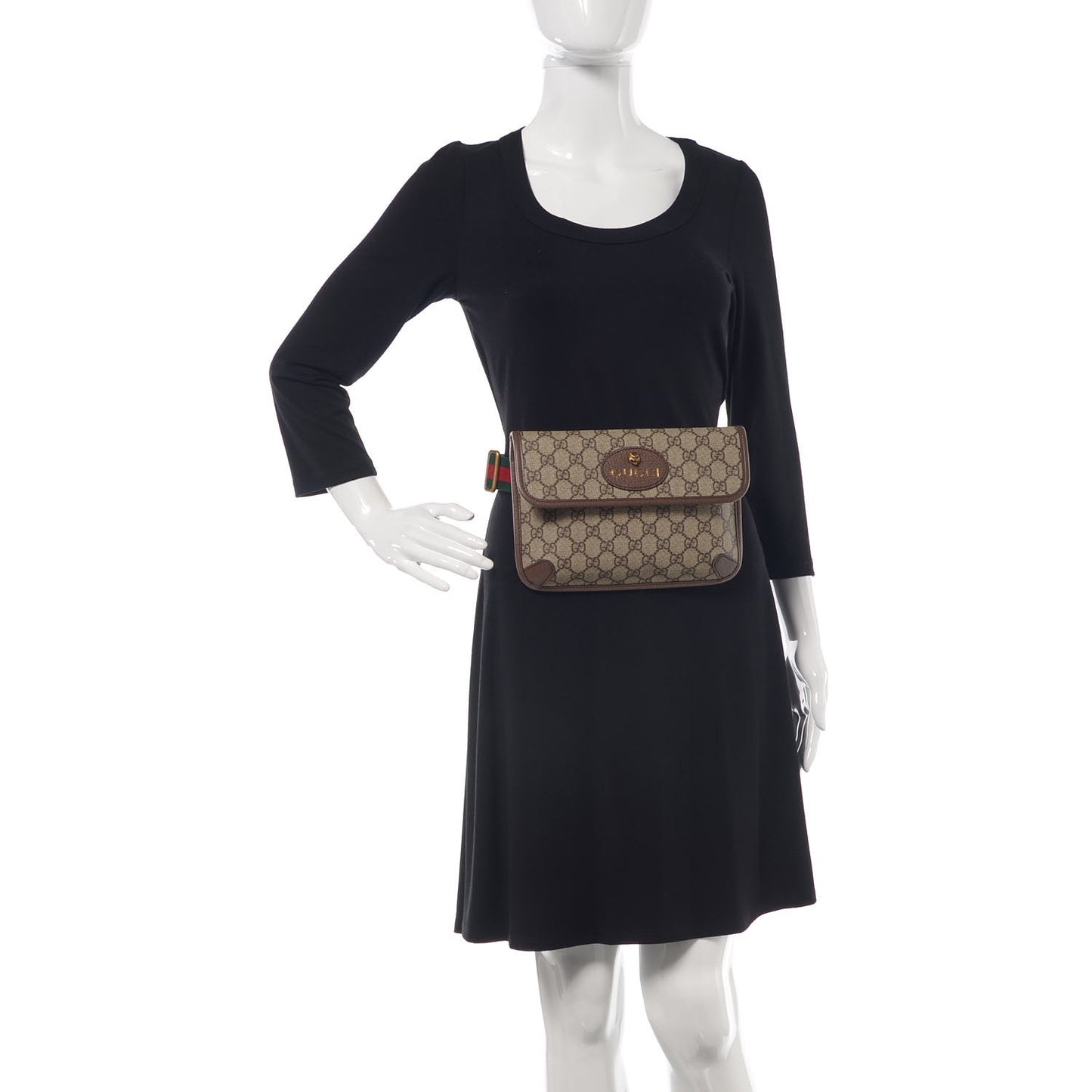 GG Supreme Monogram Neo Vintage Web Belt Bag Brown