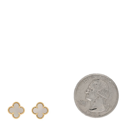 Van Cleef & Arpels 18K Yellow Gold Mother of Pearl Sweet Alhambra Earrings 2 of 5
