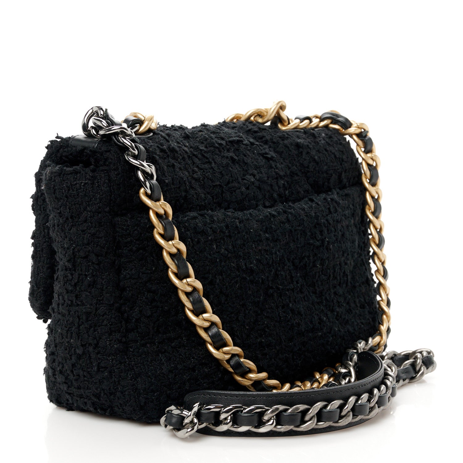 Chanel Tweed Quilted Medium Chanel 19 Flap Black 3 of 11