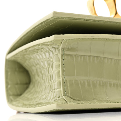 Alexander McQueen Calfskin Crocodile Embossed Knuckle Shoulder Bag Sage 9 of 10