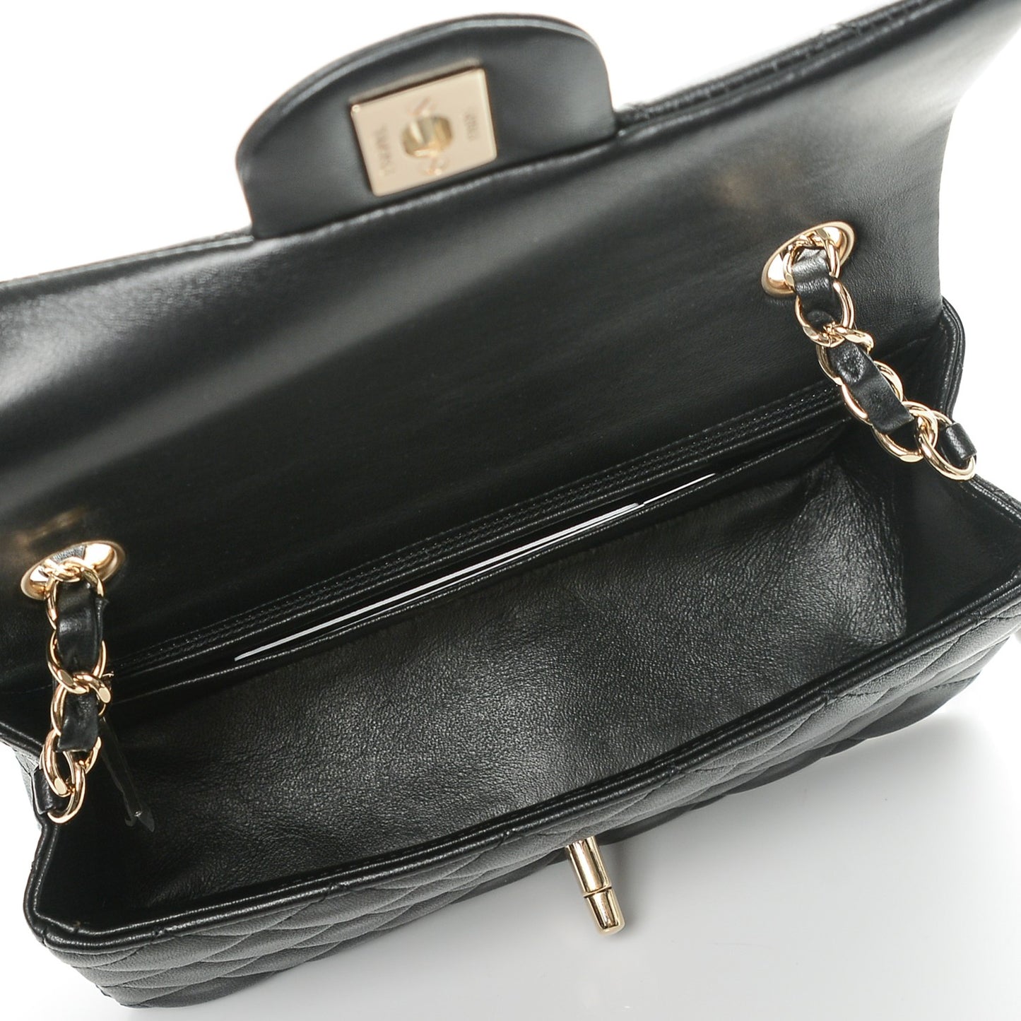 Lambskin Quilted Mini Rectangular Flap Black