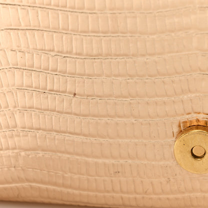 Saint Laurent Metallic Calfskin Crocodile Embossed Small Classic Monogram Kate Tassel Satchel Gold 12 of 12