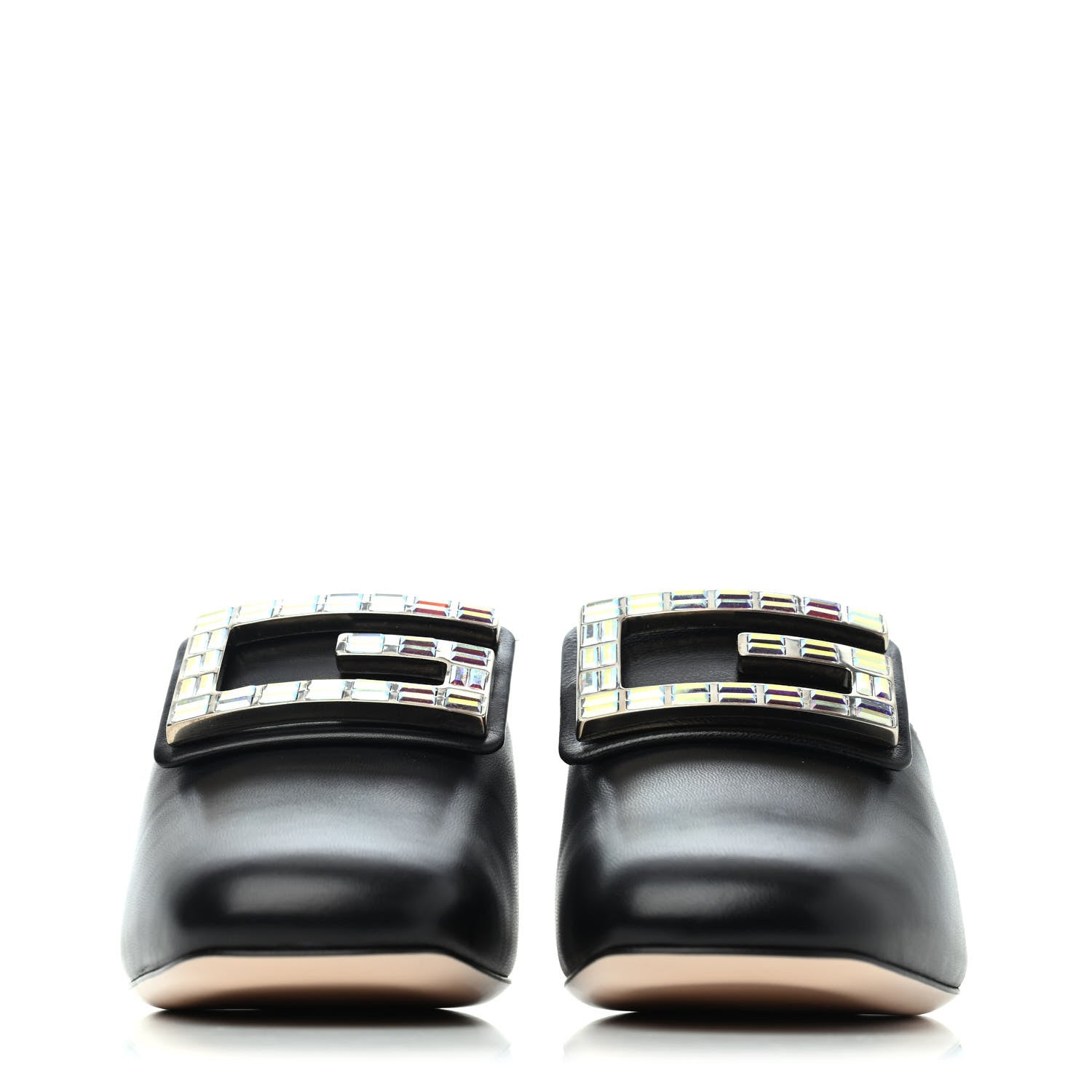 Gucci Malaga Kid Crystal Square G Madelyn Mules 35 Black 2 of 4