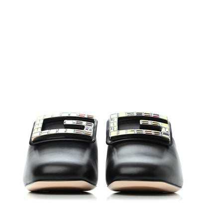 Gucci Malaga Kid Crystal Square G Madelyn Mules 35 Black 2 of 4