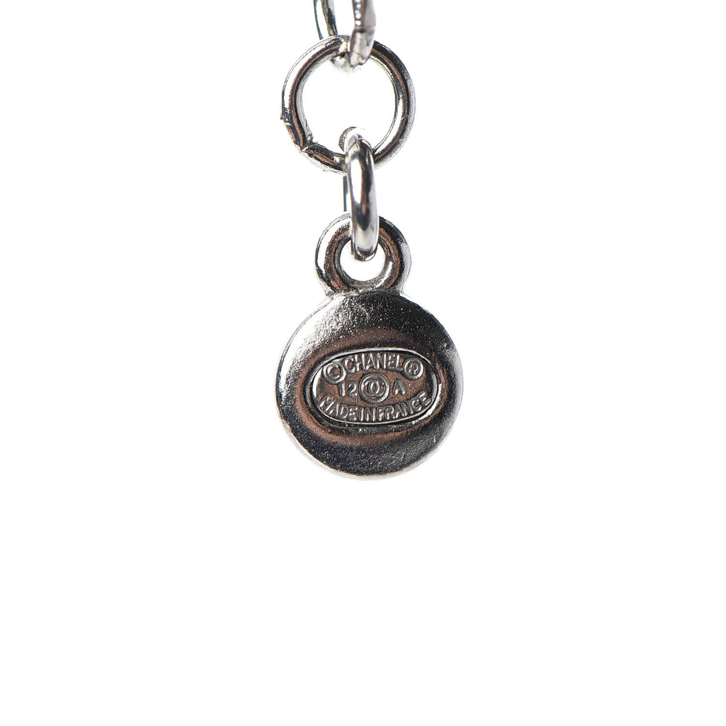 Pearl Baguette Crystal CC Long Necklace Silver