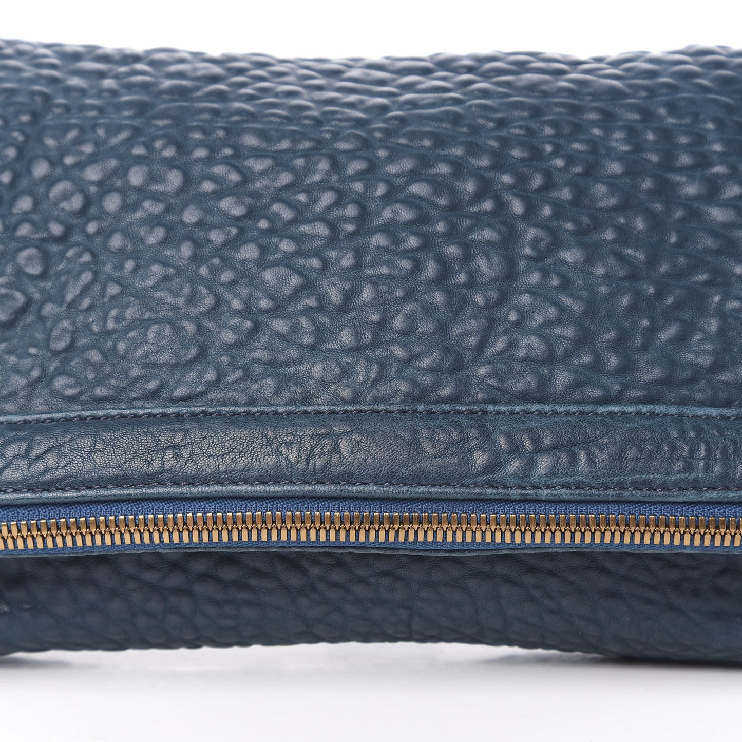 Textured Lambskin Dumbo Fold Over Clutch Blue
