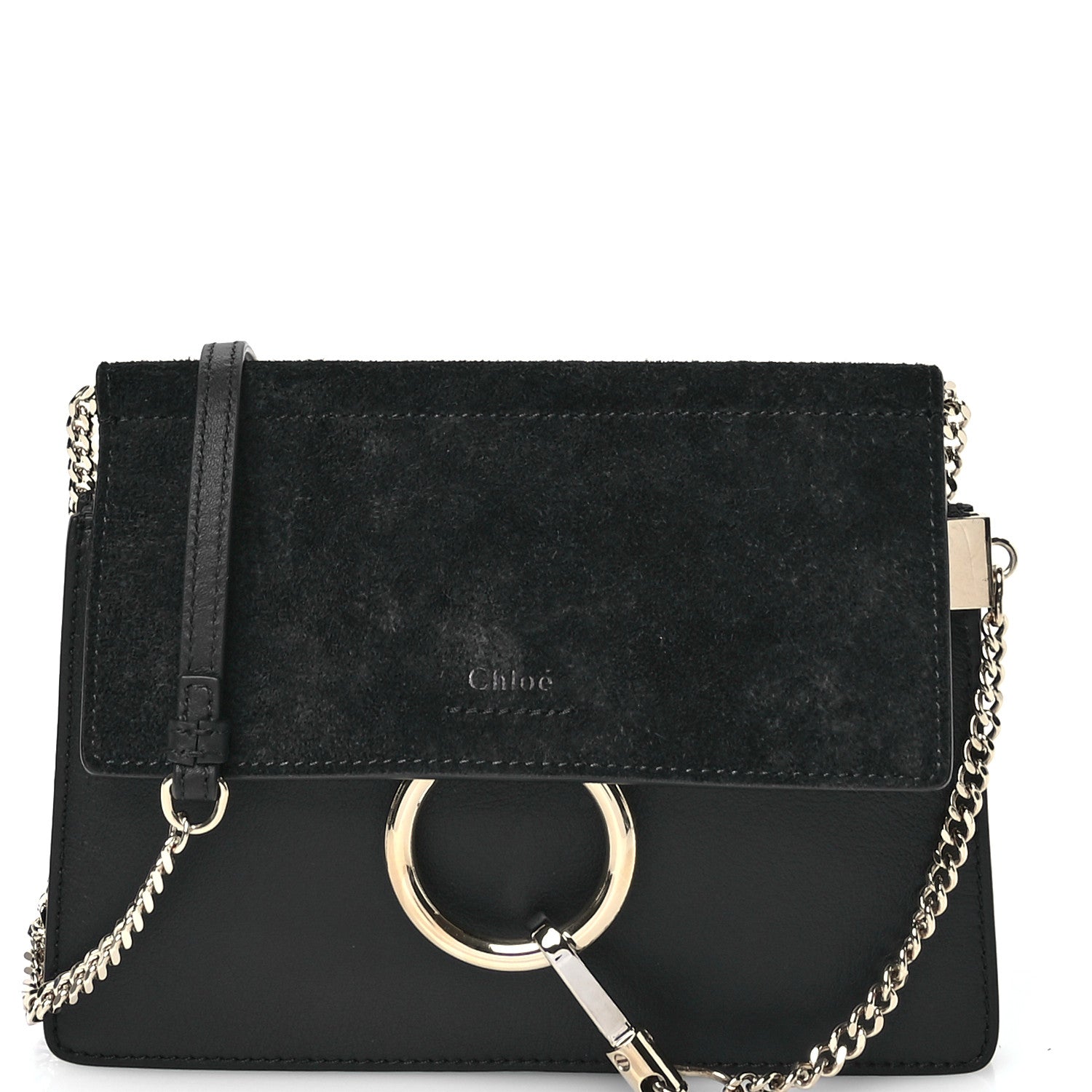 Chloe Calfskin Suede Mini Chain Faye Shoulder Bag Black 8 of 10