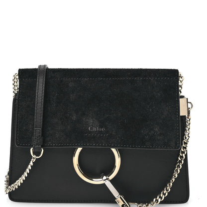 Chloe Calfskin Suede Mini Chain Faye Shoulder Bag Black 8 of 10