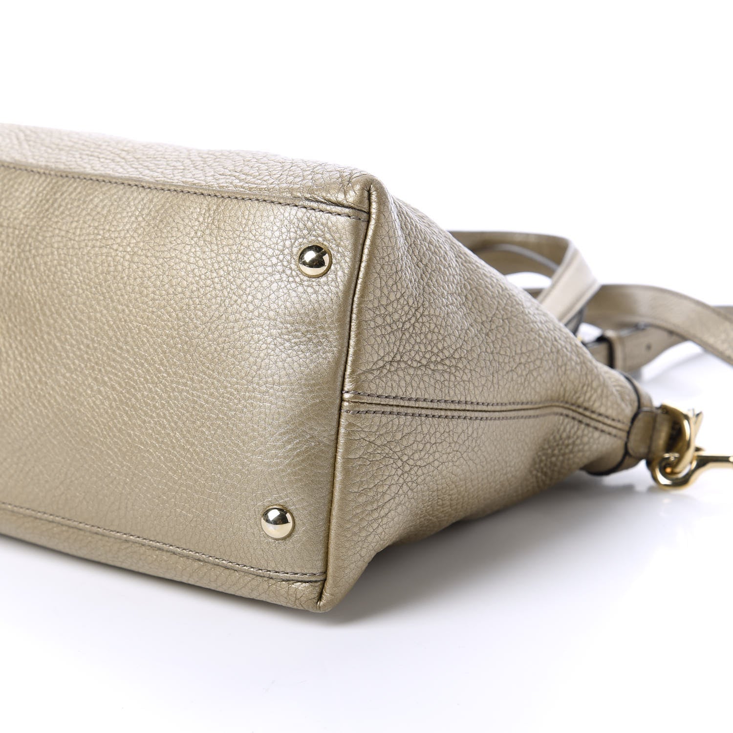 Gucci Metallic Cellarius Calfskin Small Soho Top Handle Satchel Golden Beige 7 of 10