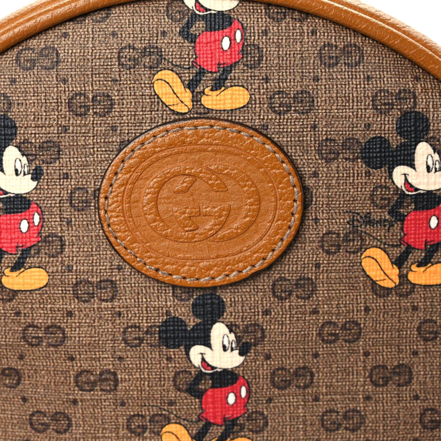 Gucci X DISNEY Mini Vintage GG Supreme Monogram Mickey Mouse Round Backpack Beige Vintage Sun Oil 8 of 9