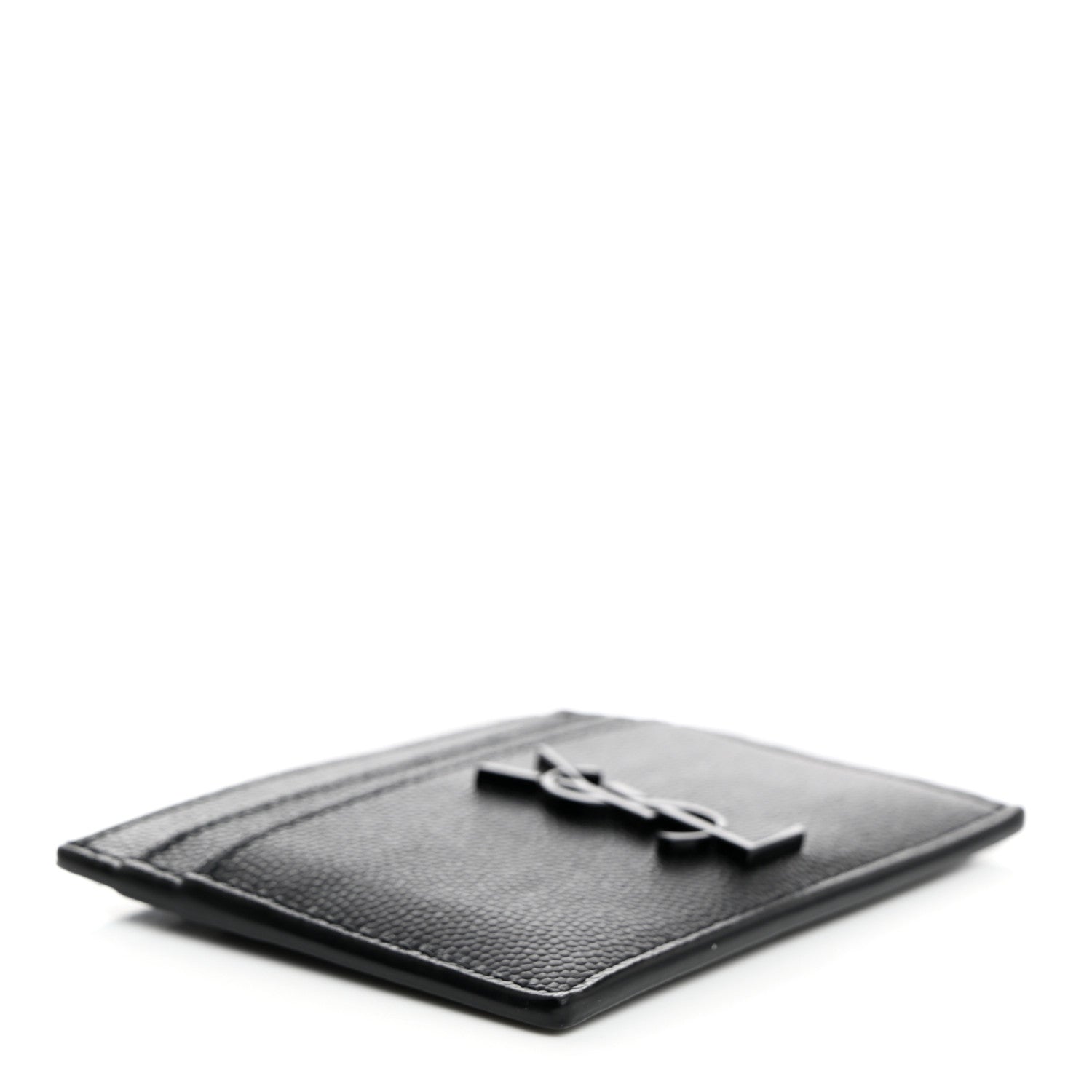 Saint Laurent Grain De Poudre Monogram Credit Card Case Black 4 of 8