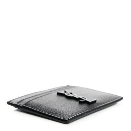 Saint Laurent Grain De Poudre Monogram Credit Card Case Black 4 of 8