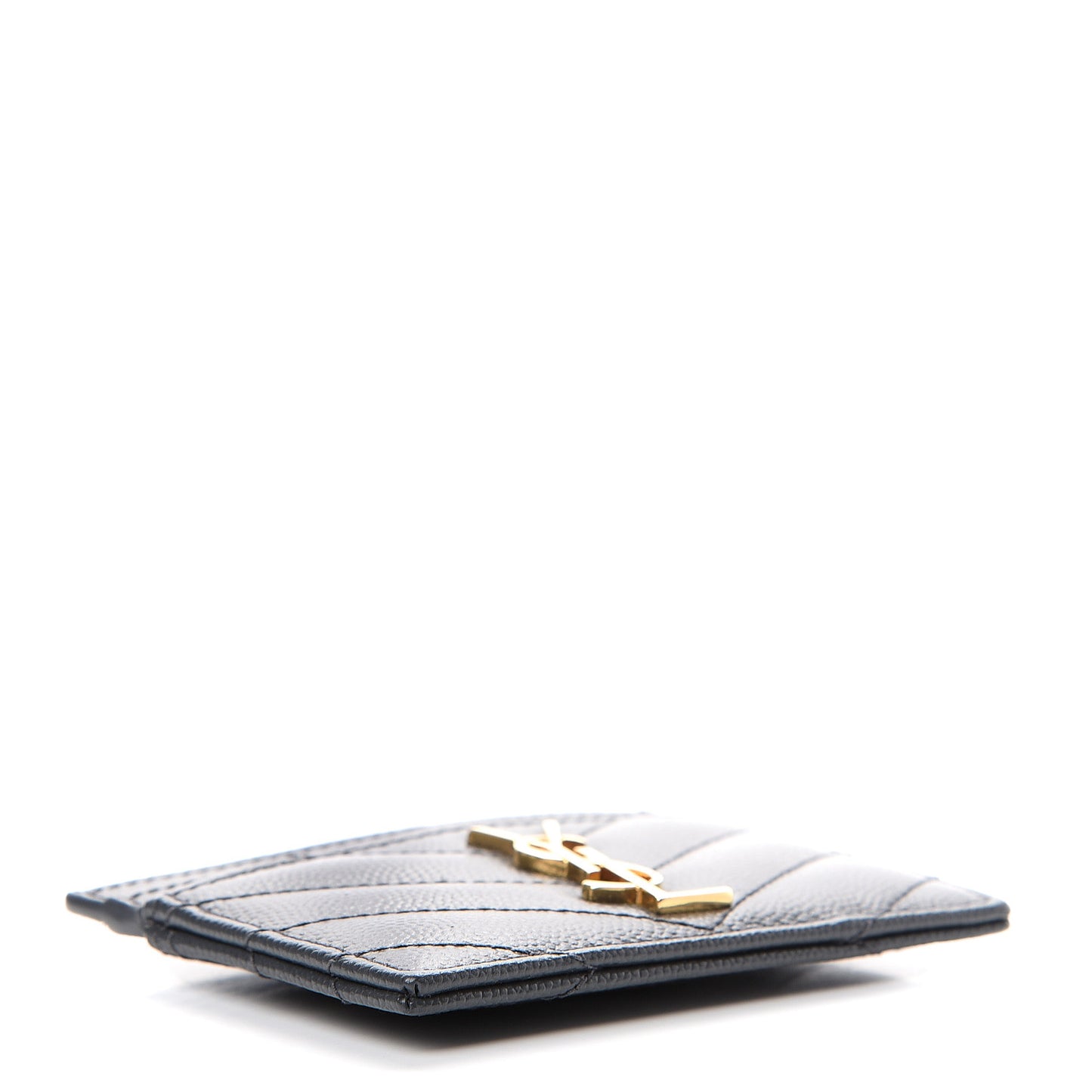 Grain De Poudre Matelasse Chevron Monogram Credit Card Case Earth