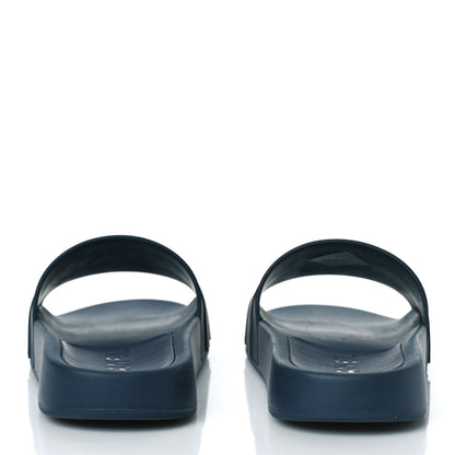 Chanel Rubber CC Flat Slide Sandals 36 Navy Gold 5 of 9