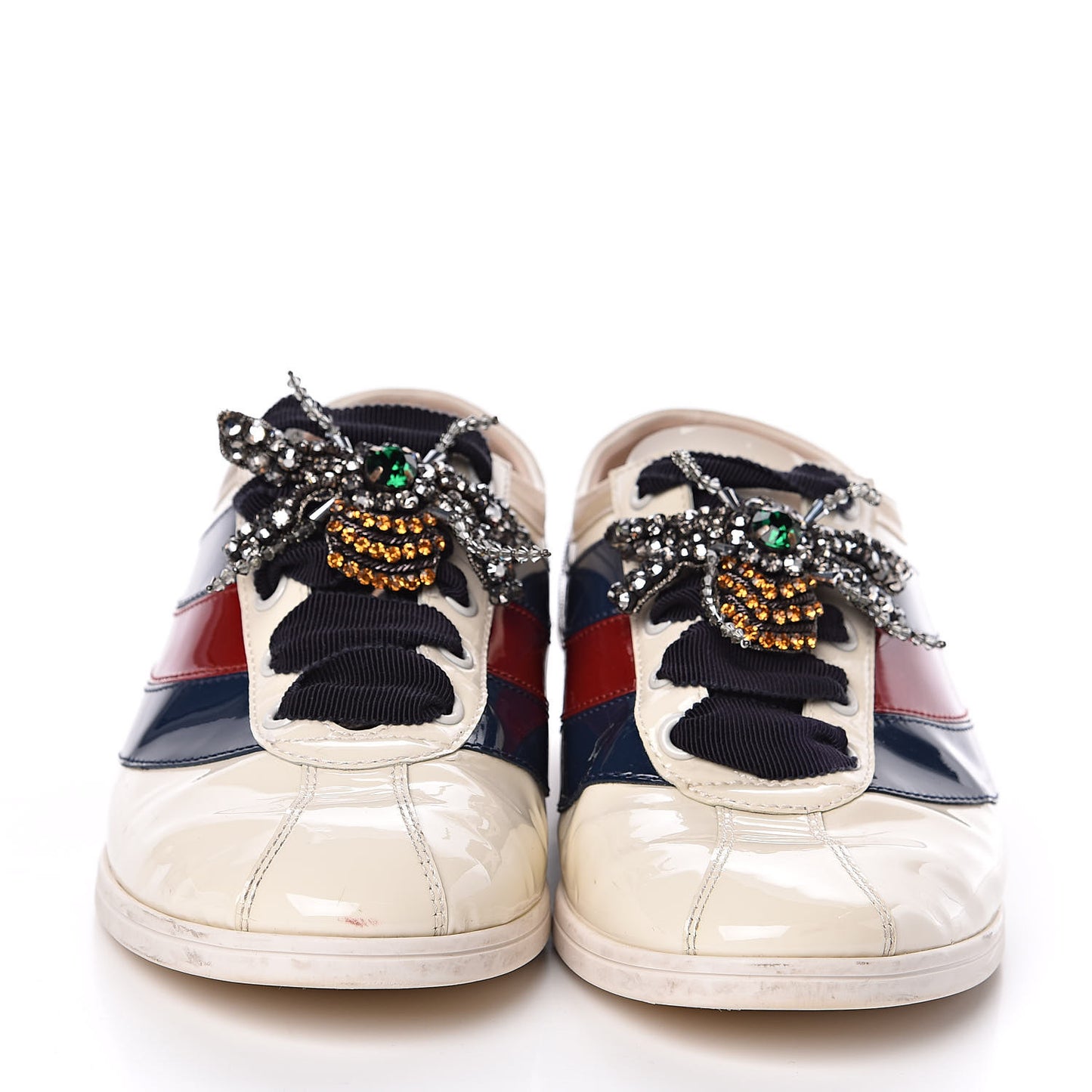 Patent Calfskin Womens Web Falacer Sneakers 36 White