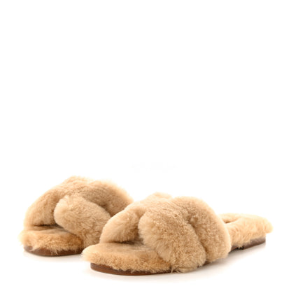 Hermes Woolskin Oran Sandals 38 Beige Argile 3 of 8