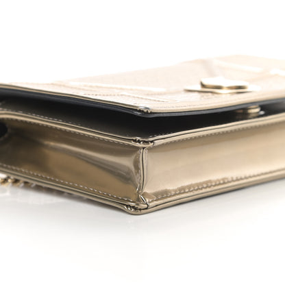 Christian Dior Metallic Patent Micro-Cannage Diorama Wallet on Chain Pouch Gold 9 of 12