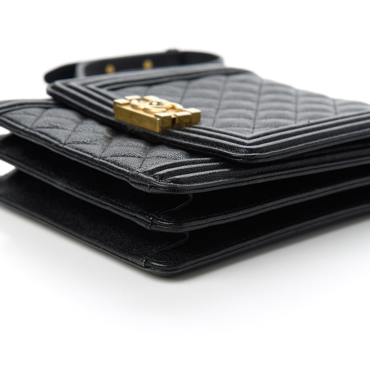 Caviar Quilted North South Boy Flap Black