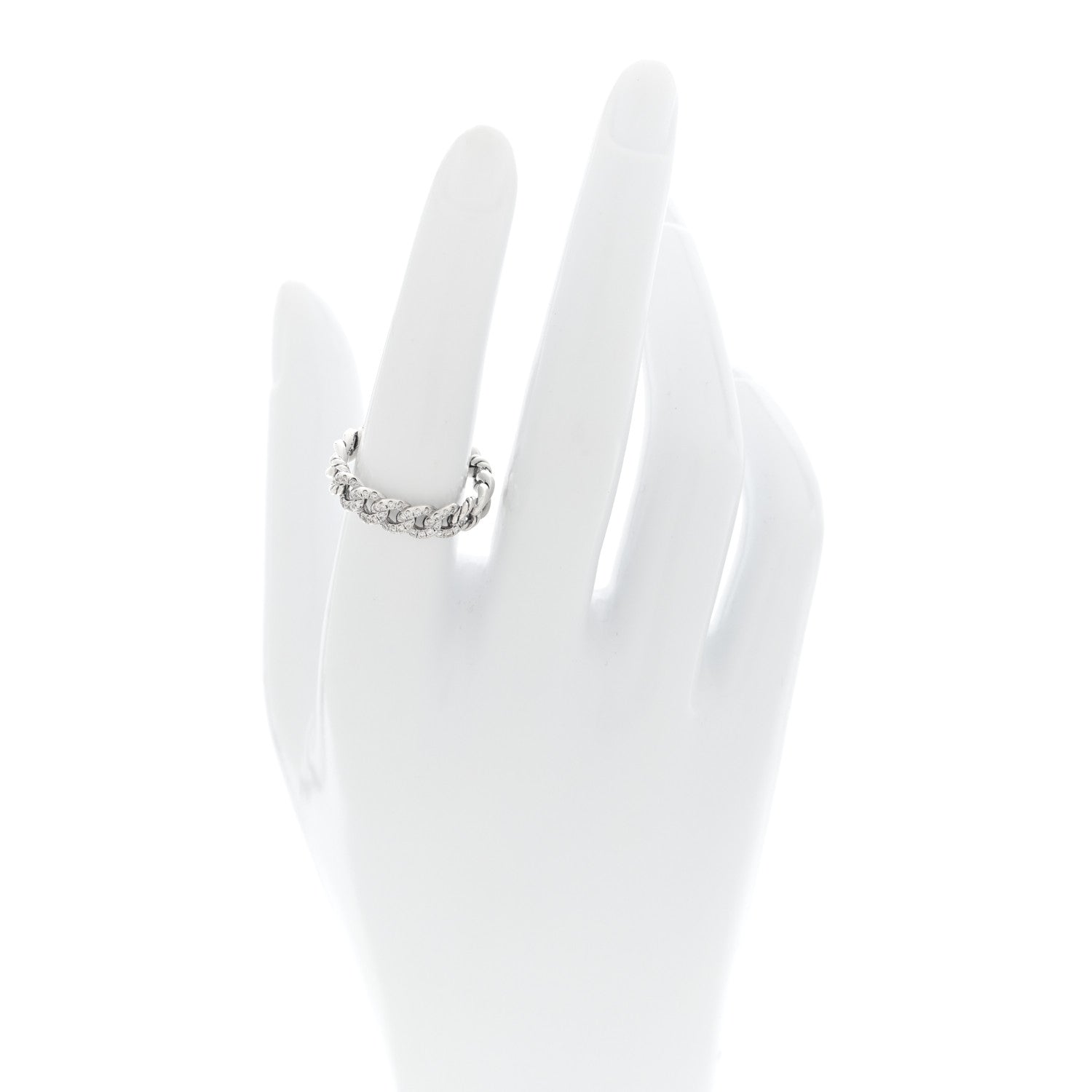 David Yurman Sterling Silver Diamond Narrow Belmont Curb Link Ring 54 7 2 of 4