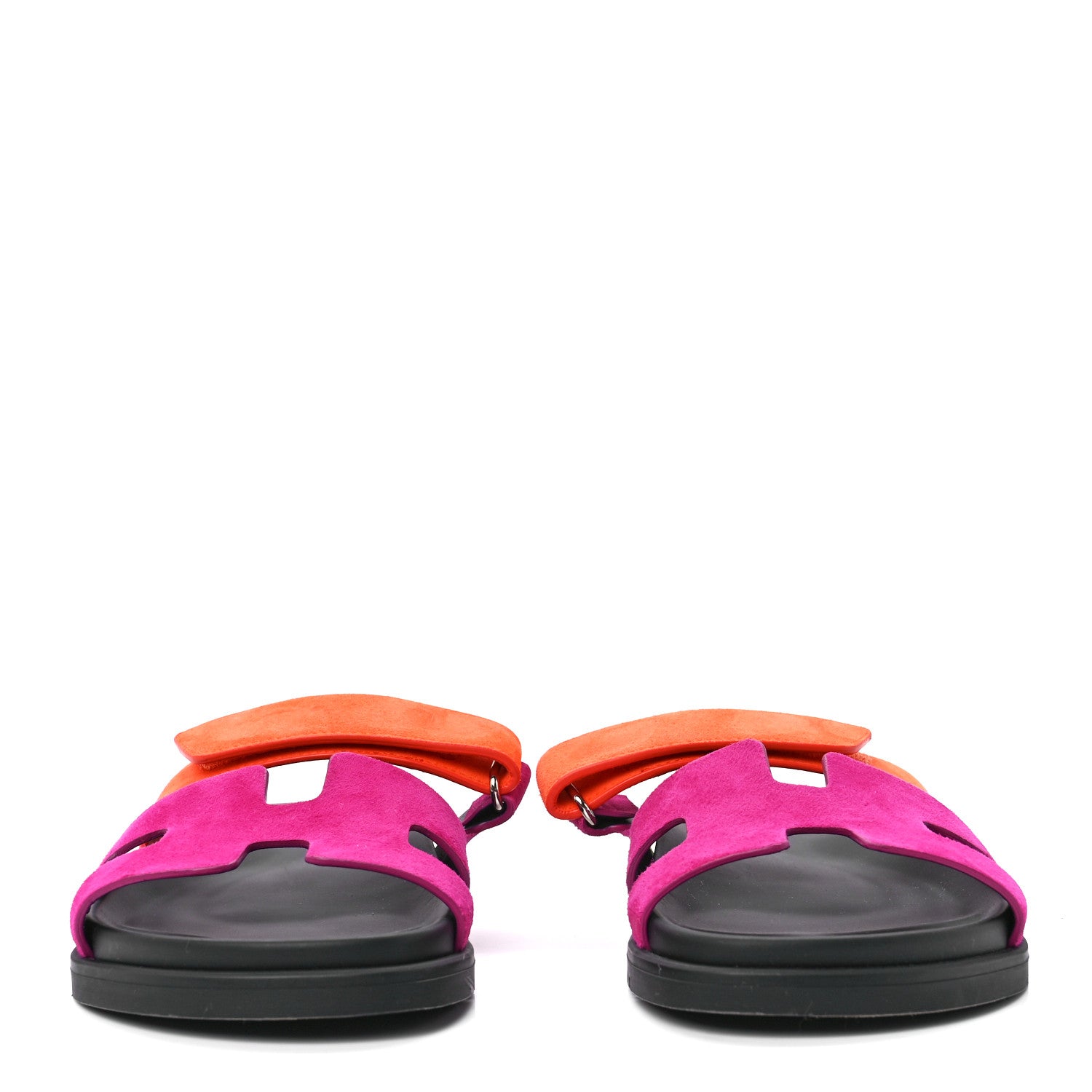 Hermes Suede Goatskin Womens Chypre Sandals 38 Rose Chapas Orange Synthetique 2 of 8