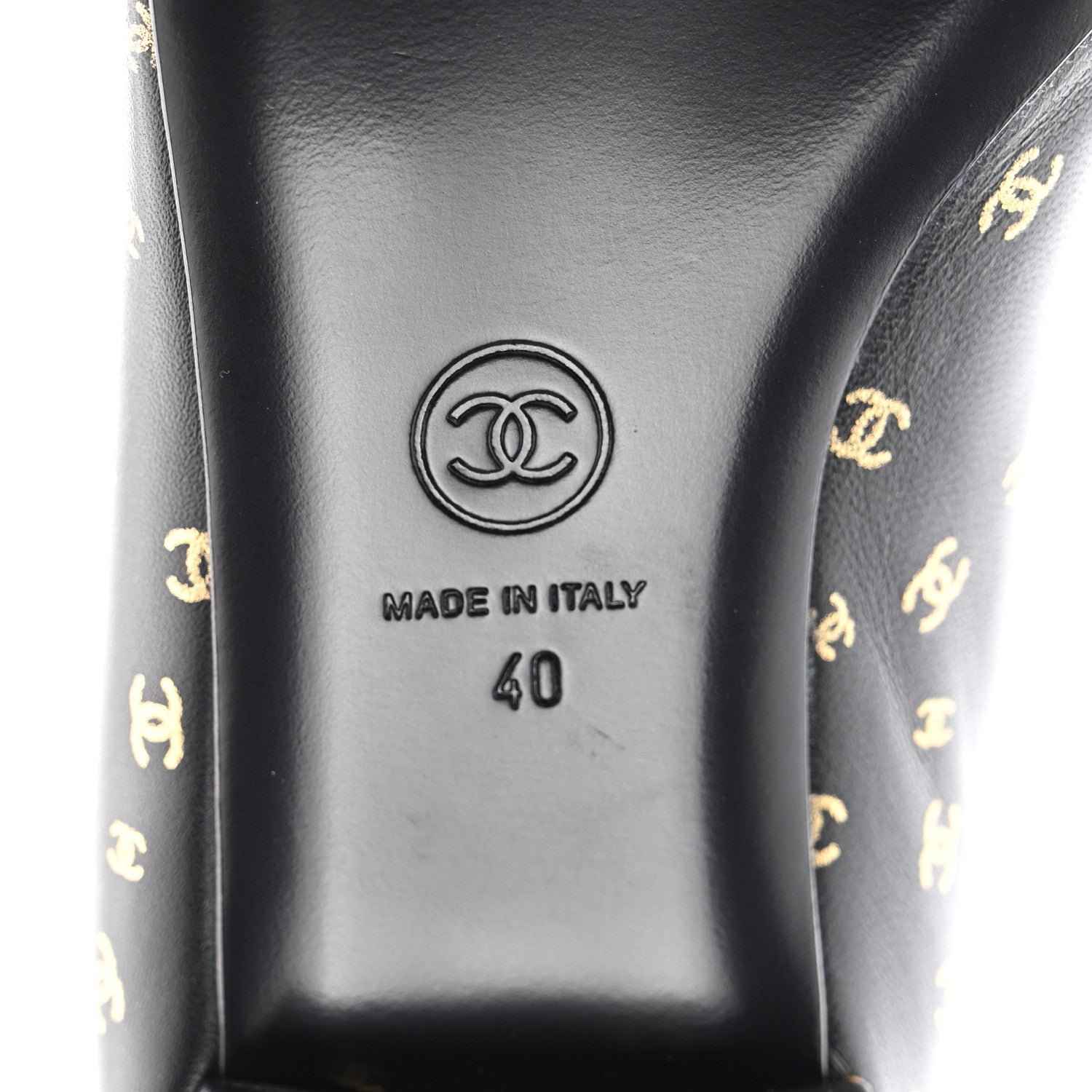 Chanel Lambskin Patent Calfskin Printed CC Cap Toe Ballerina Flats 40 Black Gold 6 of 8
